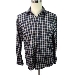 UnTuckit Blue Tan Red Plaid Dorin Button Down Shirt Large